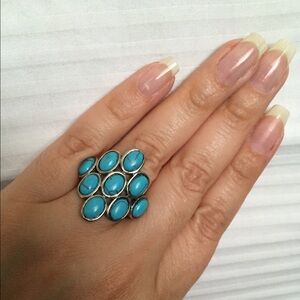 Blue howlite stainless steel ring